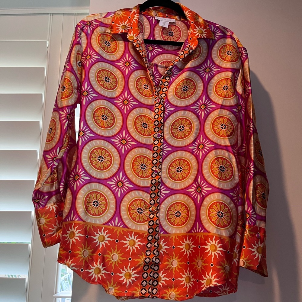 House of Harlow Colorful Geometric Button-Up Shirt Medium